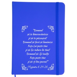 Notepad albastru A5 personalizat, Domnul sa te binecuvinteze si