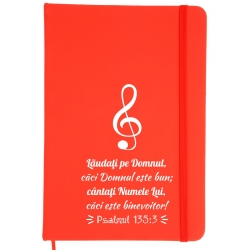 Notepad rosu A5 personalizat, Laudati pe Domnul!
