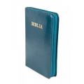 Biblie piele mica lux, nuanta albastru