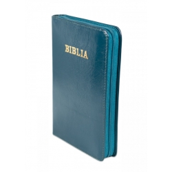 Biblie piele medie lux, nuanta albastru