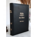 Biblie bilingva Romana-Germana neagra, piele si fermoar, cu concordanta
