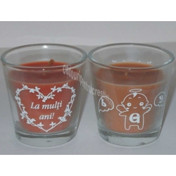 Lumanare pahar personalizat - mesaj La multi ani!